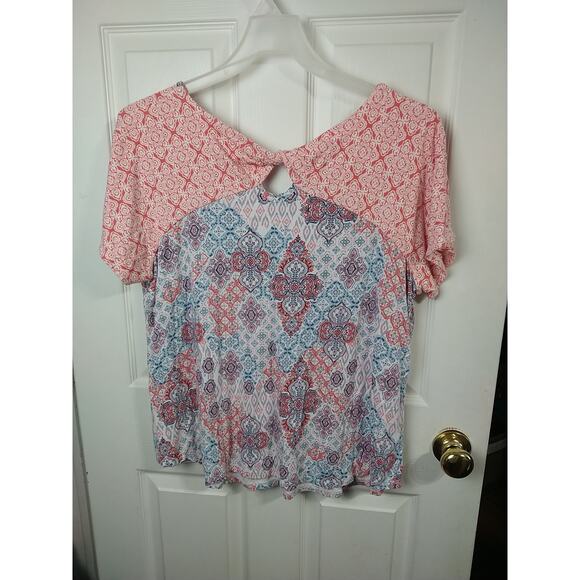Westport Woman 2X Tee Short Sleeve Bohemian Twist Back Casual Stretch Pullover - Picture 9 of 9